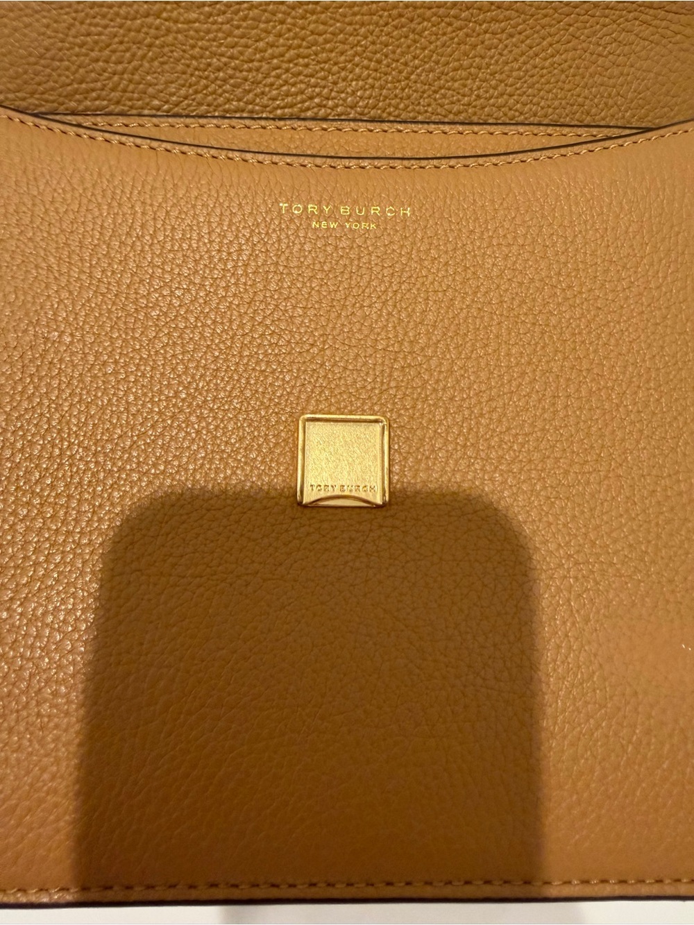 Tory Burch Pebbled Leather Crossbody in Cognac Brown with Gold Logo - Picture 4 of 13
